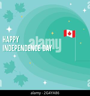 Canada flag which is placed in Golden point of this green background poster Stock Vector