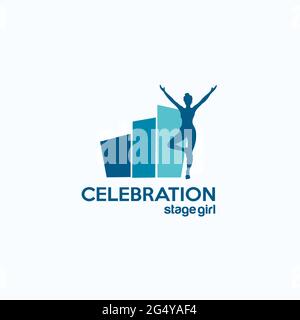 celebration stage girl logo exclusive design inspiration Stock Vector