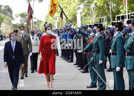 Madrid, Spain. 24th June, 2021. Spanish Queen Letizia Ortiz and Jose Luis Martinez Almeida during feast of Patron Municipal Police in Madrid on Thursday, 24 June 2021. Credit: CORDON PRESS/Alamy Live News Stock Photo