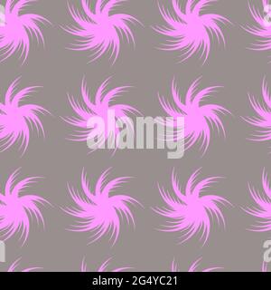 seamless pattern unusual pink abstract flowers on gray background Stock Vector
