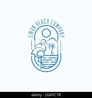 swan and beach company logo exclusive design inspiration Stock Vector