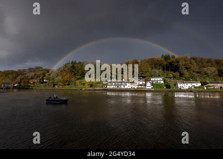 Lerryn; Rainbow over the River; Cornwall; UK Stock Photo