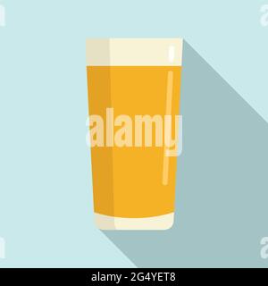 Peach fresh juice icon, flat style Stock Vector