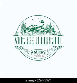 vintage mountain exclusive logo design inspiration Stock Vector