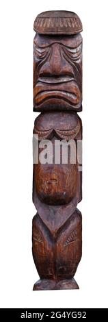 wooden idol statue of koryak on a white background Stock Photo