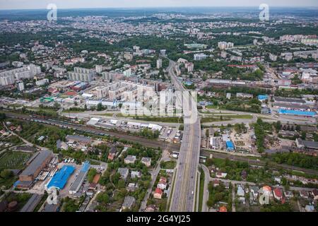 Aerial view on road from drone Stock Photo