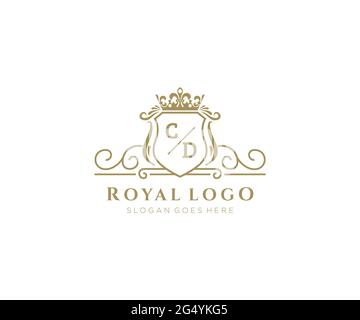CD Letter Luxurious Brand Logo Template, for Restaurant, Royalty, Boutique, Cafe, Hotel, Heraldic, Jewelry, Fashion and other vector illustration. Stock Vector