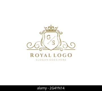 GS Letter Luxurious Brand Logo Template, for Restaurant, Royalty, Boutique, Cafe, Hotel, Heraldic, Jewelry, Fashion and other vector illustration. Stock Vector