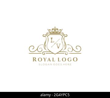 LV Letter Initial Luxurious Brand Logo Template Stock Vector