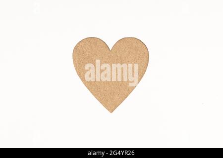 Die-cut Cardboard Heart shaped isolated on white paper background. Love concept Stock Photo