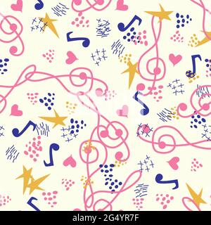 Classic musical patterns, with sheet music and treble clef, great designs for any purpose. Abstract retro texture. Sample badge Stock Vector