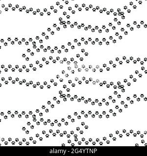Animal footprint seamless pattern. Footprints of a cat, dog, bear, lion, leopard and other animals Stock Vector