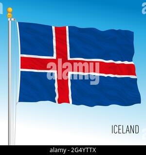 Iceland official national flag, north european country, vector illustration Stock Vector