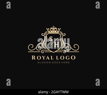 SH Letter Initial Luxurious Brand Logo Template Stock Vector Image ...