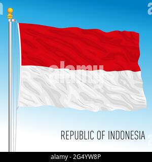 Indonesia official national flag, asiatic country, vector illustration Stock Vector