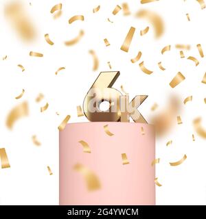 6k social media followers or subscribers celebration background. 3D Rendering Stock Photo