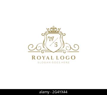 WS Letter Luxurious Brand Logo Template, for Restaurant, Royalty, Boutique, Cafe, Hotel, Heraldic, Jewelry, Fashion and other vector illustration. Stock Vector