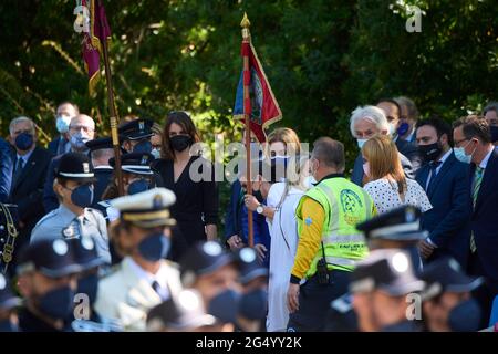 Madrid, Madrid, Spain. 24th June, 2021. Rocio Monasterio attends the delivery of Medals for Professional Merit and the Crosses of Merit on the feast of St. John the Baptist, Patron Saint of the Municipal Police of Madrid at El Retiro Park on June 24, 2021 in Madrid, Spain Credit: Jack Abuin/ZUMA Wire/Alamy Live News Stock Photo