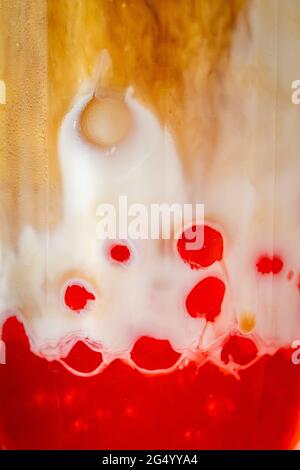 Bubble tea with milk and coffee.  close-up background photo. Stock Photo