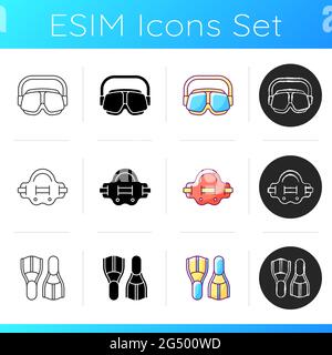 Swimming pool supplies icons set Stock Vector