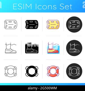 Pool equipment icons set Stock Vector