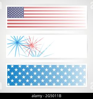 American banners. Happy 4th July. Vector illustration, flat design Stock Vector