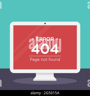 404 error page in desktop computer. Vector illustration, flat design Stock Vector