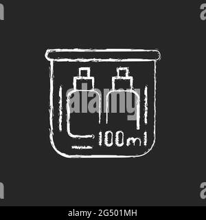 Travel size bottles 100 ml chalk white icon on dark background Stock Vector