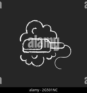 Travel size steam iron chalk white icon on dark background Stock Vector