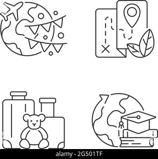 Vacation linear icons set Stock Vector