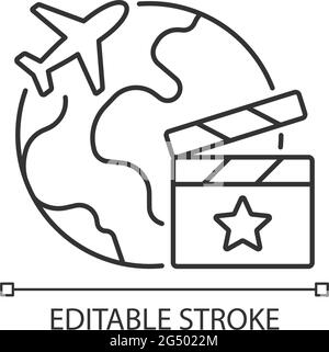 Setjetting tourism linear icon Stock Vector