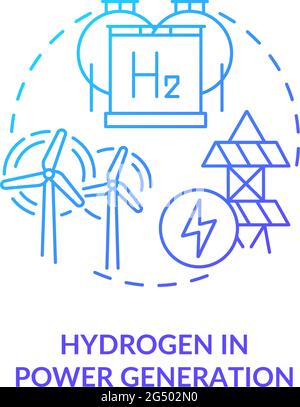 Hydrogen in power generation concept icon Stock Vector