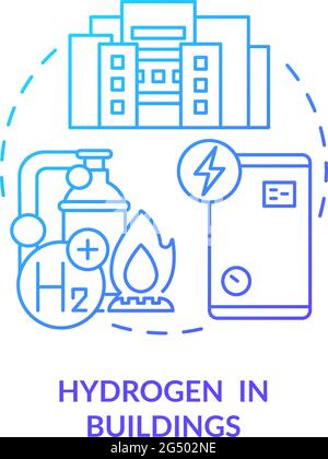 Hydrogen in buildings concept icon Stock Vector