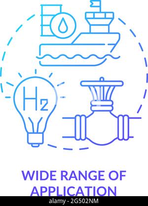 Wide application range for hydrogen concept icon Stock Vector