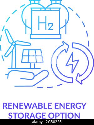 Renewable energy storage option concept icon Stock Vector
