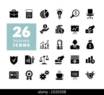 Business and finance web outline glyph icon set. Graph symbol for your web site design, logo, app, UI. Vector illustration, EPS10. Stock Vector