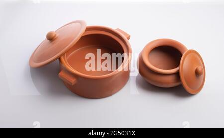 Clay Pots Isolated on White Background Stock Photo