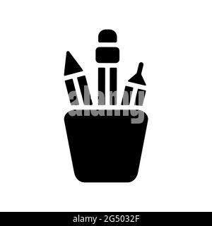 Pencil stand outline glyph icon. Workspace sign. Graph symbol for your web site design, logo, app, UI. Vector illustration, EPS10. Stock Vector