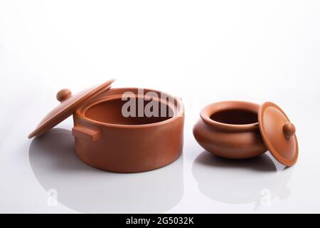 Clay Pots Isolated on White Background Stock Photo