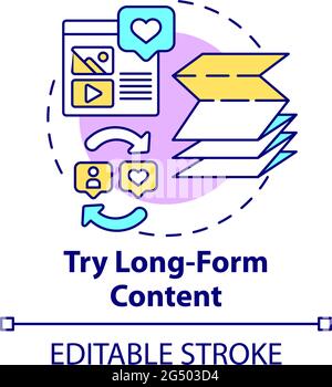 Try long-form content concept icon Stock Vector