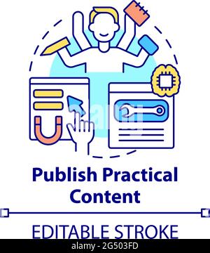Publish practical content concept icon Stock Vector