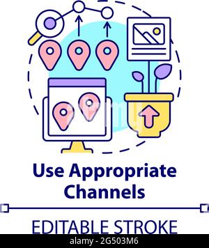 Use appropriate channels for content concept icon Stock Vector