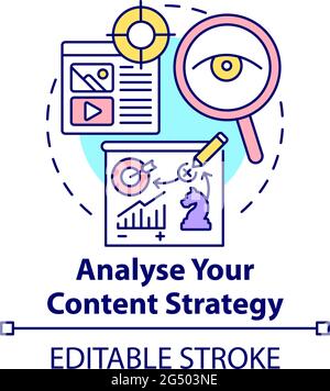 Analyse content strategy concept icon Stock Vector