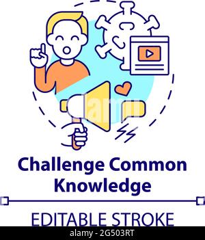 Challenge common knowledge concept icon Stock Vector