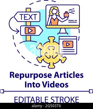 Repurpose articles into videos concept icon Stock Vector