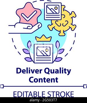 Deliver quality content concept icon Stock Vector