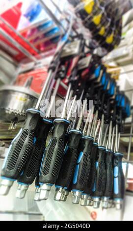 impact screwdrivers and other pro handtools on sale Stock Photo