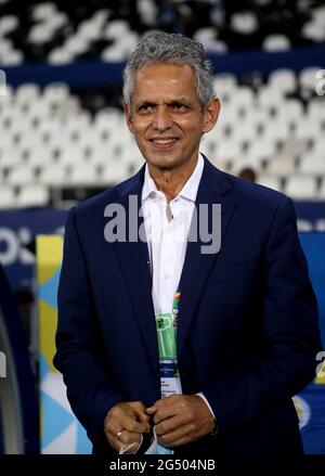 RIO DE JANEIRO, BRAZIL - JUNE 23: Reinaldo Rueda Head Coach of Colombia looks on ,during the match between Brazil and Colombia as part of Conmebol Copa America Brazil 2021 at Estadio Olímpico Nilton Santos on June 23, 2021 in Rio de Janeiro, Brazil. (MB Media) Stock Photo