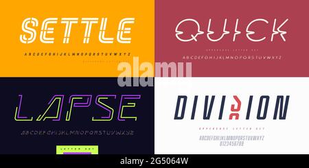 Collection of stylish vector sans serif fonts, letter sets, alphabets Stock Vector