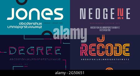 Collection of stylish vector sans serif fonts, letter sets, alphabets Stock Vector